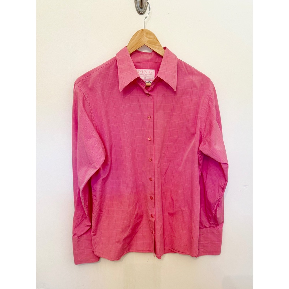 Thomas Pink Button Down Shirt Womens 12 Pink Excellent Superfine Two-Fold Cotton